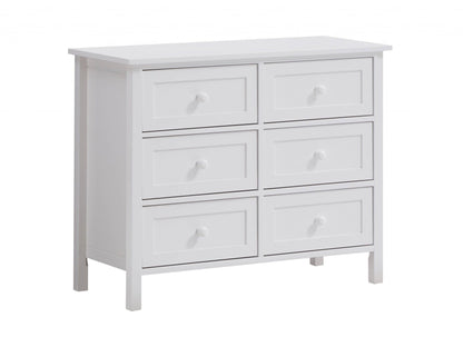 39" White Manufactured Wood Six Drawer Standard Dresser