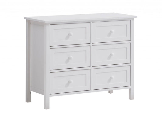 39" White Manufactured Wood Six Drawer Standard Dresser