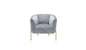 30" Gray Velvet And Gold Solid Color Barrel Chair
