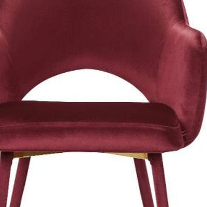 22" Red Velvet And Gold Solid Color Parsons Chair