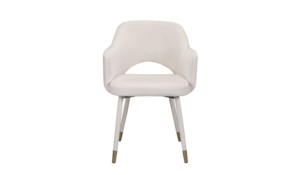 22" Cream Velvet And Gold Solid Color Parsons Chair