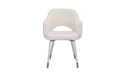 22" Cream Velvet And Gold Solid Color Parsons Chair