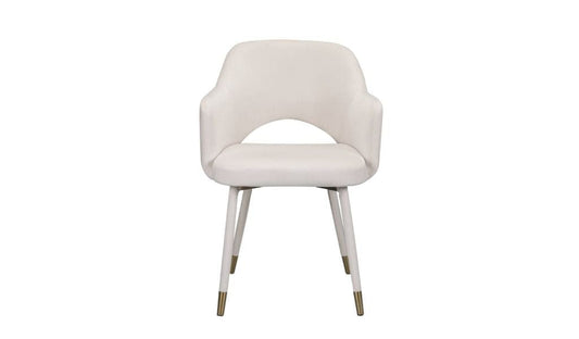 22" Cream Velvet And Gold Solid Color Parsons Chair
