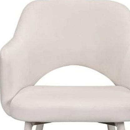 22" Cream Velvet And Gold Solid Color Parsons Chair