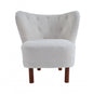 31" White Sherpa And Brown Polka Dots Wingback Chair