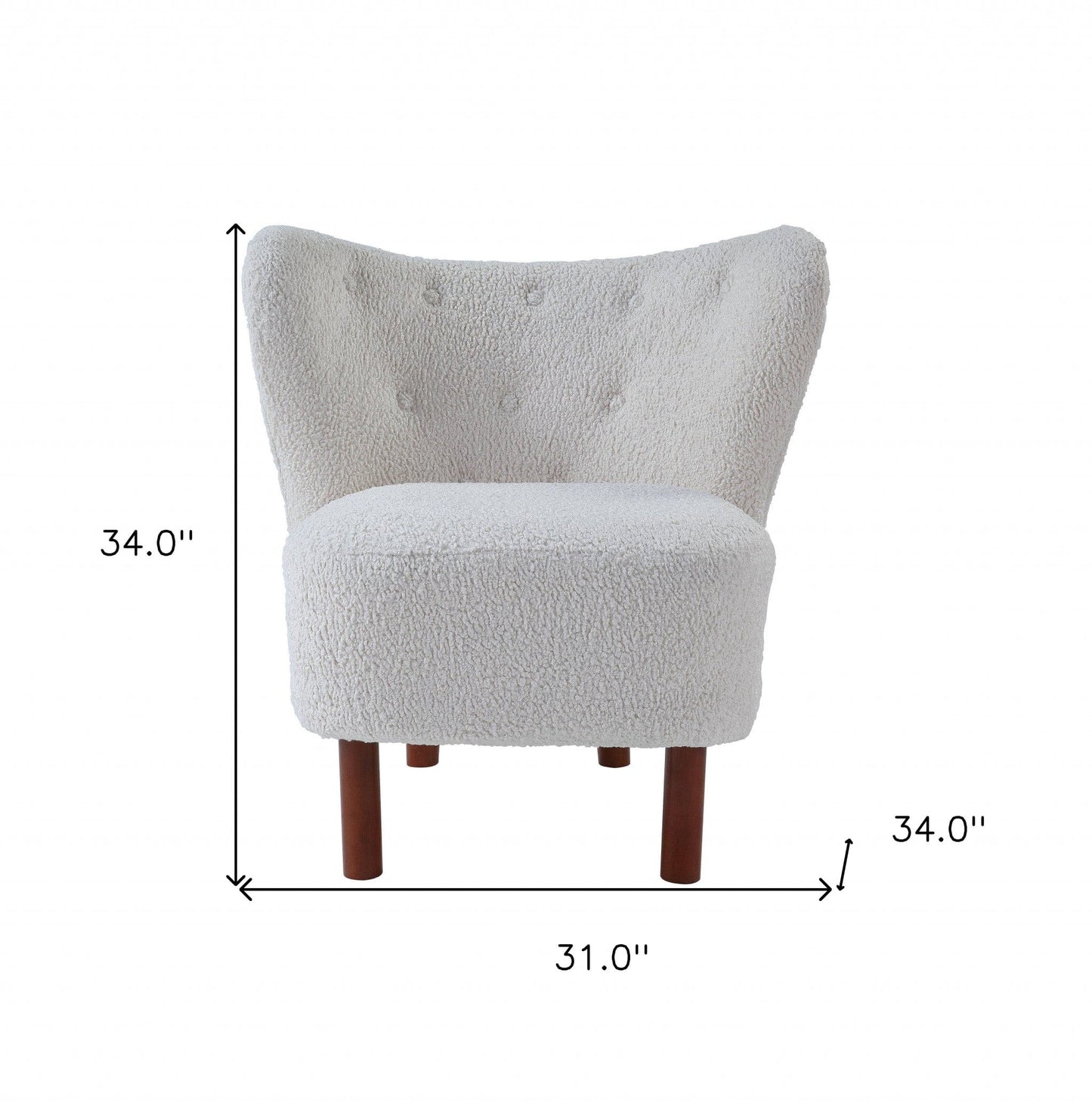 31" White Sherpa And Brown Polka Dots Wingback Chair