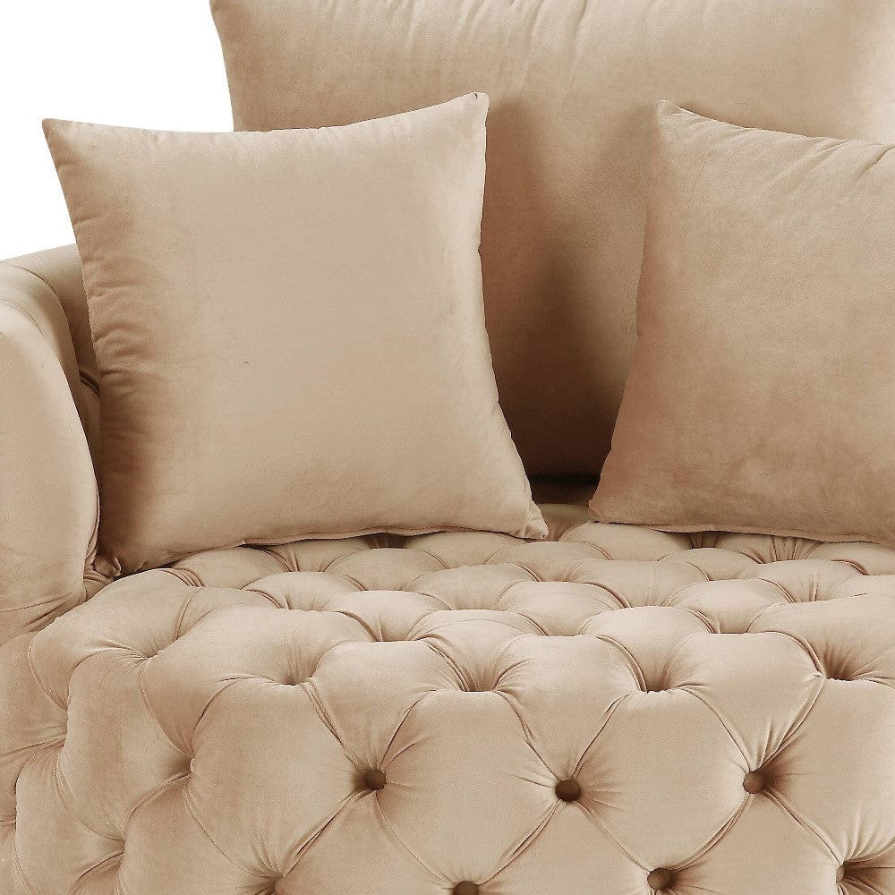 43" Beige Velvet Solid Color Swivelbarrel Chair