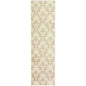 8' Runner Beige Green And Brown Floral Stain Resistant Runner Rug