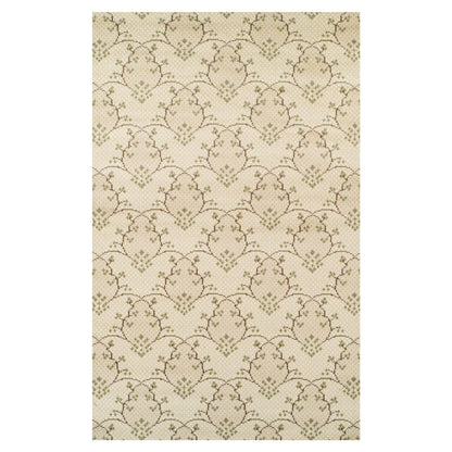4' X 6' Beige Green and Brown Floral Vines Stain Resistant Area Rug