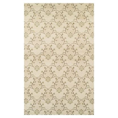 8' X 10' Beige Green And Brown Floral Vines Stain Resistant Area Rug