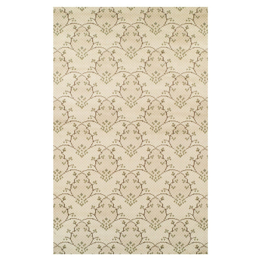 8' X 10' Beige Green And Brown Floral Vines Stain Resistant Area Rug