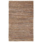 5' X 8' Rustic Earth Brown Striped Handmade Leather Blend Area Rug