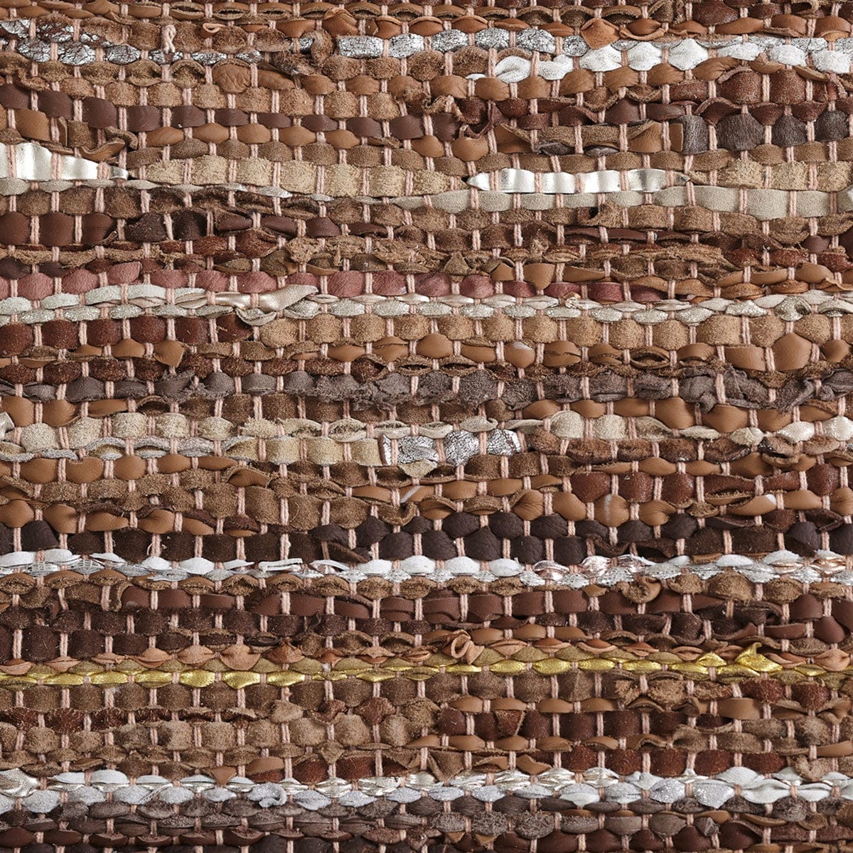 5' X 8' Rustic Earth Brown Striped Handmade Leather Blend Area Rug