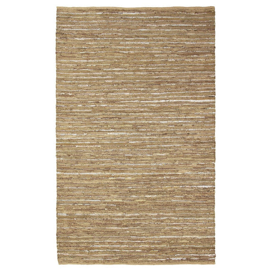 5' X 8' Camel Striped Handmade Leather Area Rug