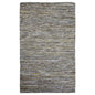 5' X 8' Dusty Grey Striped Handmade Leather Area Rug