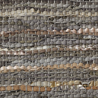 5' X 8' Dusty Grey Striped Handmade Leather Area Rug