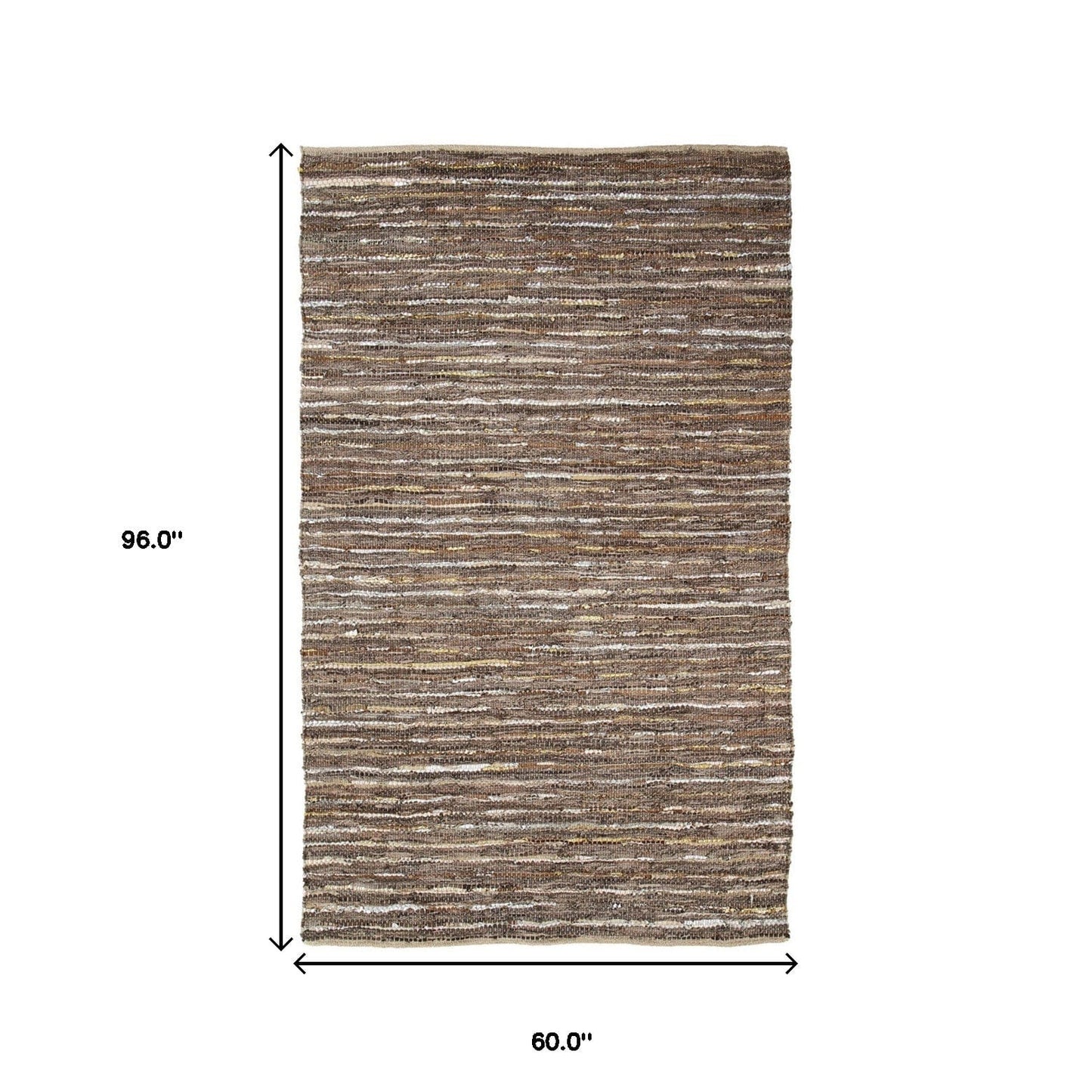 5' X 8' Desert Taupe Striped Handmade Leather Area Rug