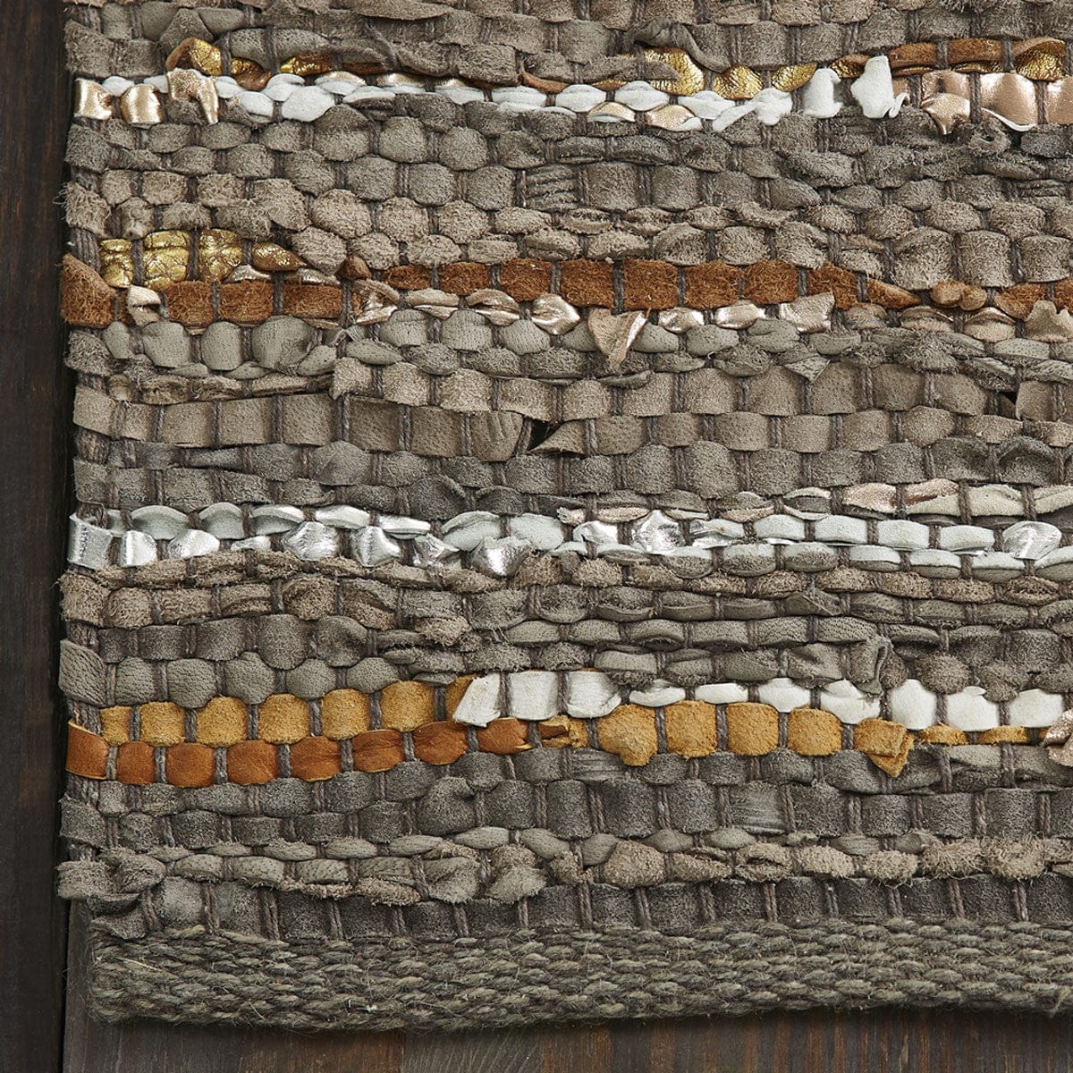 5' X 8' Fossil Striped Handmade Leather Area Rug