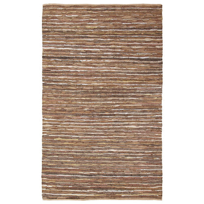 8' X 10' Baked Clay Striped Handmade Leather Area Rug