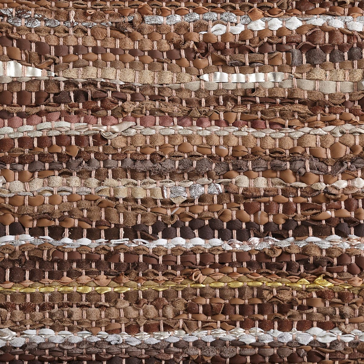 8' X 10' Baked Clay Striped Handmade Leather Area Rug