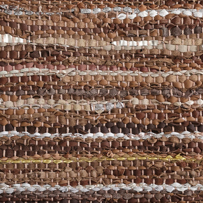 8' X 10' Baked Clay Striped Handmade Leather Area Rug