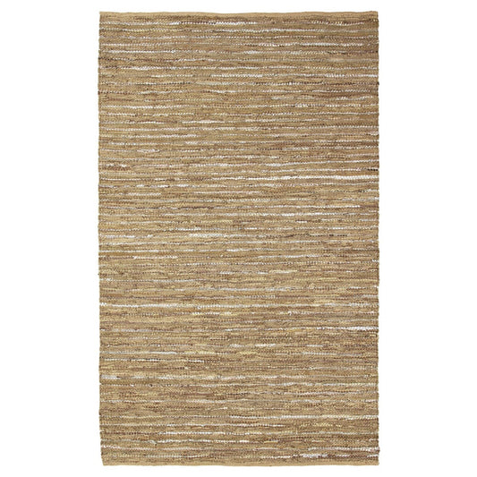8' X 10' Camel Striped Handmade Leather Area Rug