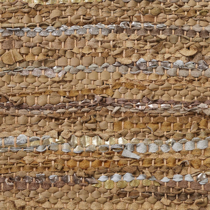 8' X 10' Camel Striped Handmade Leather Area Rug