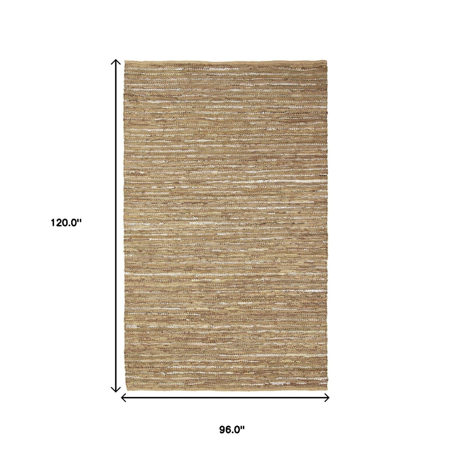 8' X 10' Camel Striped Handmade Leather Area Rug