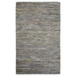 8' X 10' Dusty Grey Striped Handmade Leather Area Rug