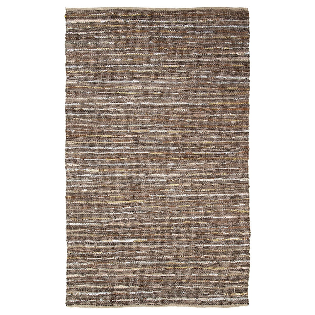 8' X 10' Desert Taupe Striped Handmade Leather Area Rug