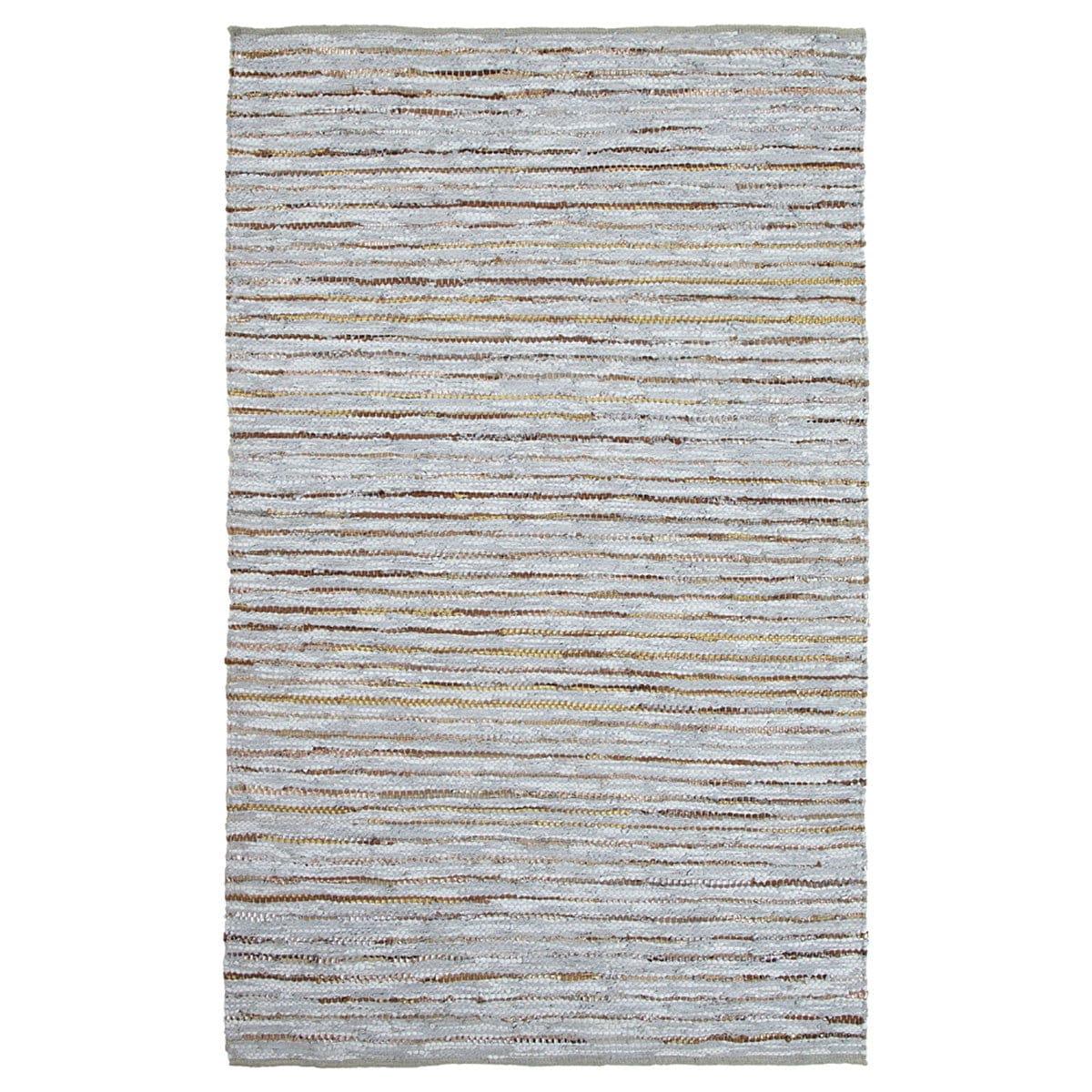 8' X 10' Smoked Grey Striped Handmade Leather Area Rug