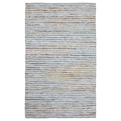 8' X 10' Smoked Grey Striped Handmade Leather Area Rug