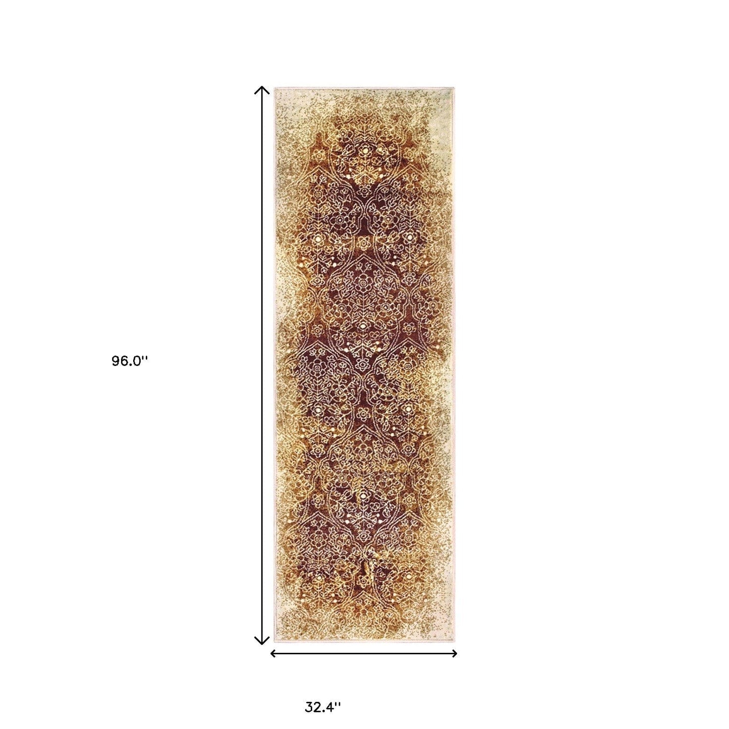 8' Orange Medallion Stain Resistant Runner Rug