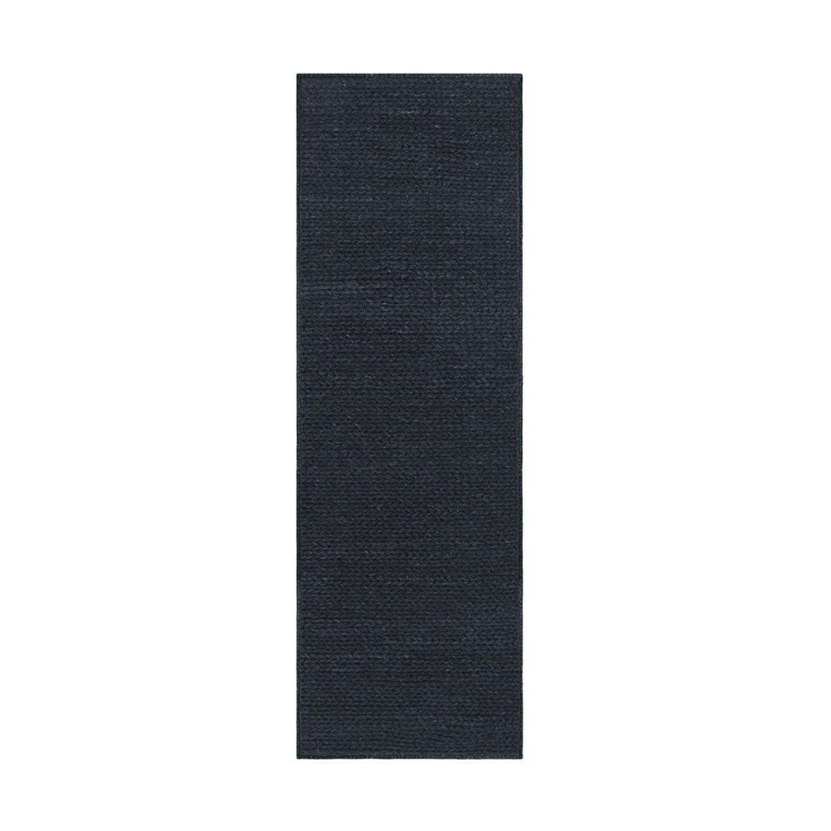 10' Black Wool Handmade Stain Resistant Runner Rug
