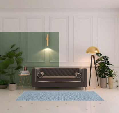 8' Light Blue Wool Handmade Stain Resistant Runner Rug