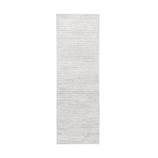8' Light Grey Wool Handmade Stain Resistant Runner Rug