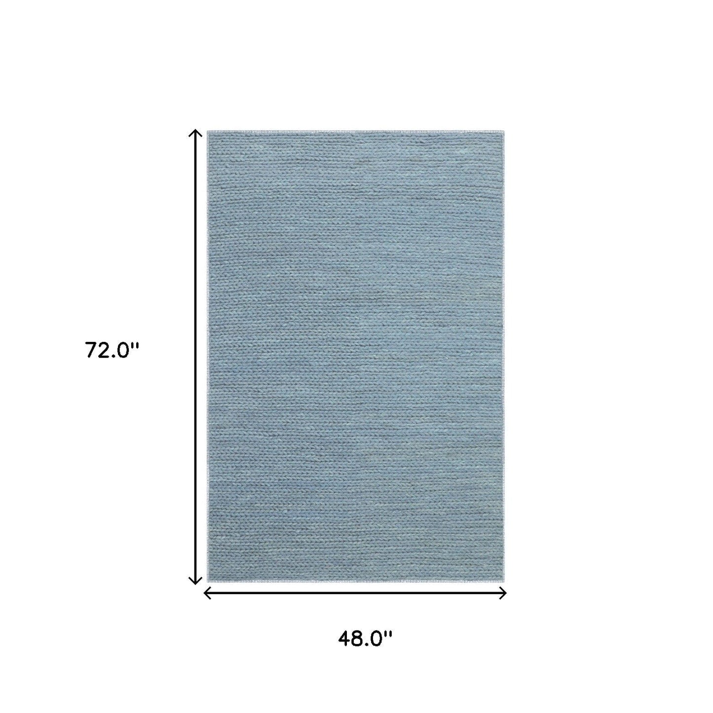 4' X 6' Light Blue Wool Handmade Stain Resistant Area Rug