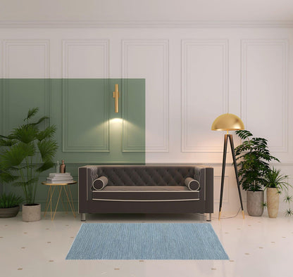 4' X 6' Light Blue Wool Handmade Stain Resistant Area Rug