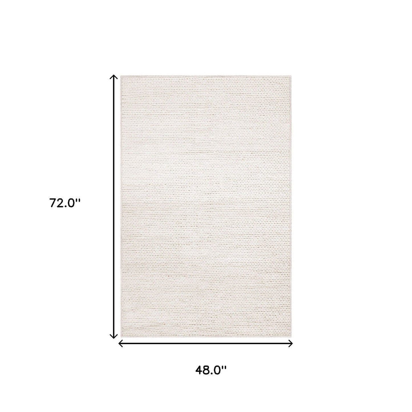 4' X 6' Off White Wool Handmade Stain Resistant Area Rug