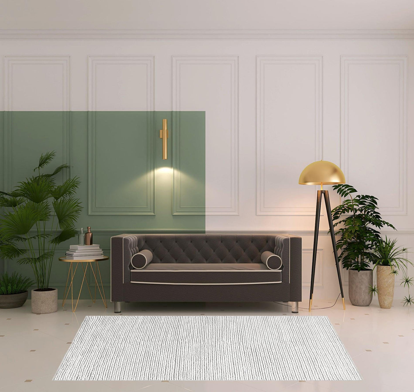 5' X 8' Light Grey Wool Handmade Stain Resistant Area Rug