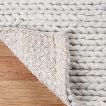 5' X 8' Light Grey Wool Handmade Stain Resistant Area Rug