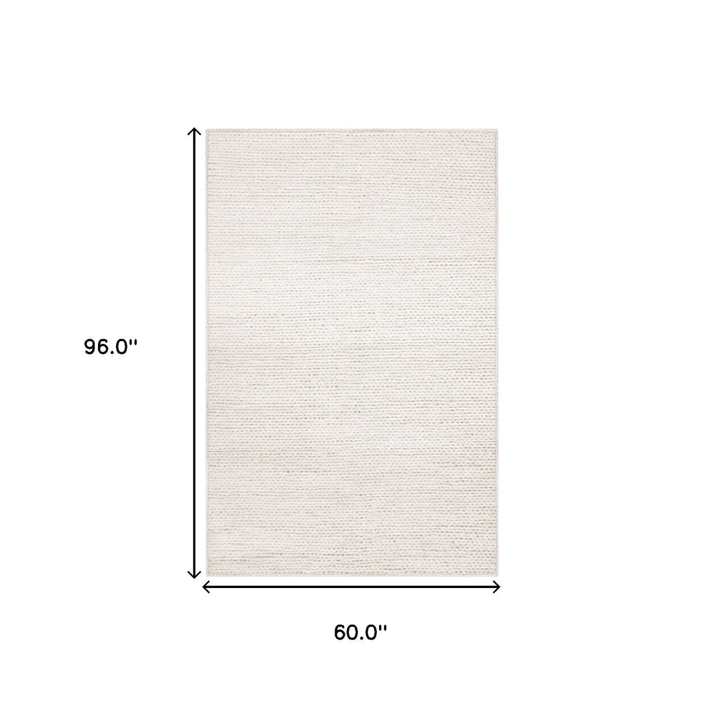 5' X 8' Off White Wool Handmade Stain Resistant Area Rug