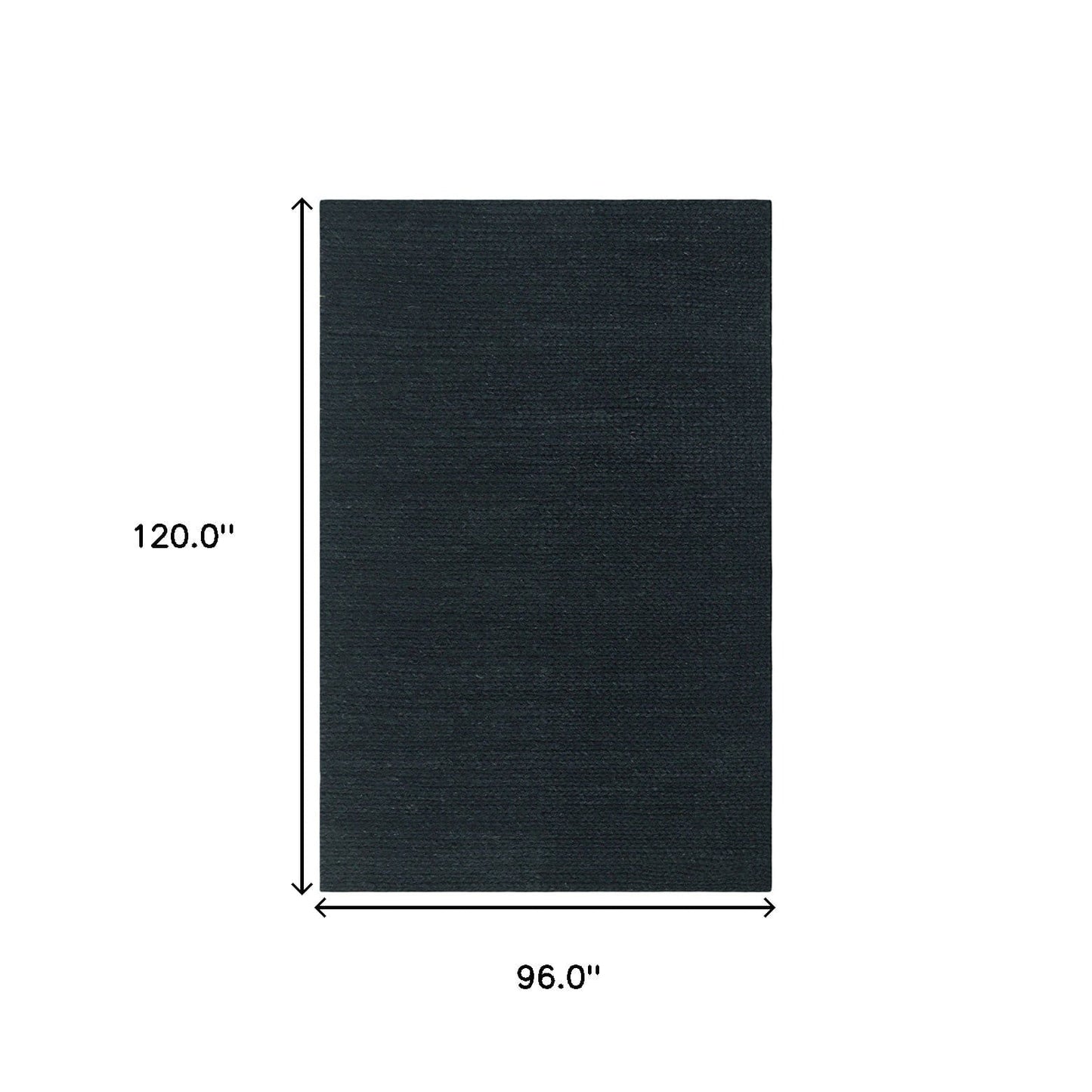 8' X 10' Black Wool Handmade Stain Resistant Area Rug