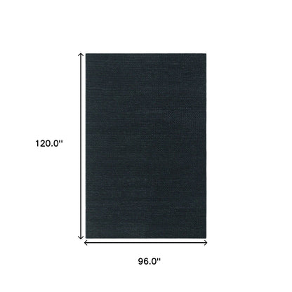 8' X 10' Black Wool Handmade Stain Resistant Area Rug