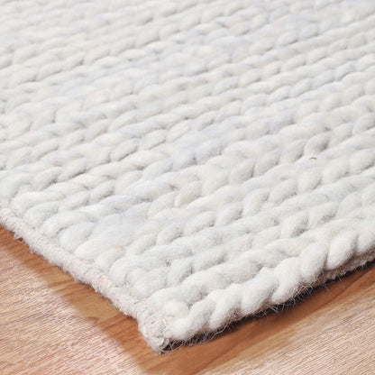 8' X 10' Light Grey Wool Handmade Stain Resistant Area Rug