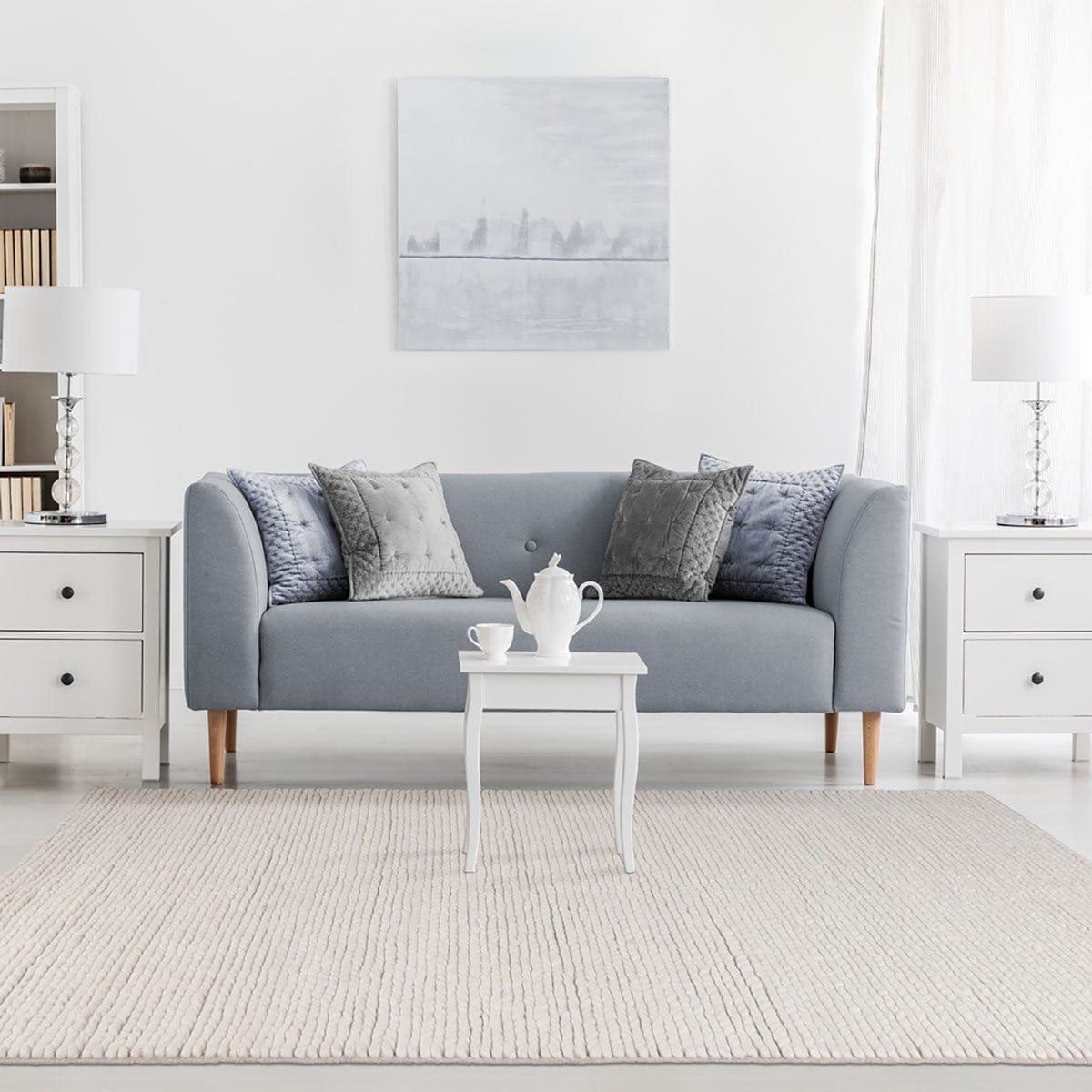 8' X 10' Off White Wool Handmade Stain Resistant Area Rug