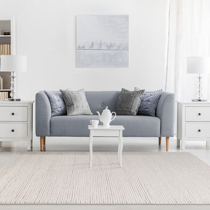 8' X 10' Off White Wool Handmade Stain Resistant Area Rug