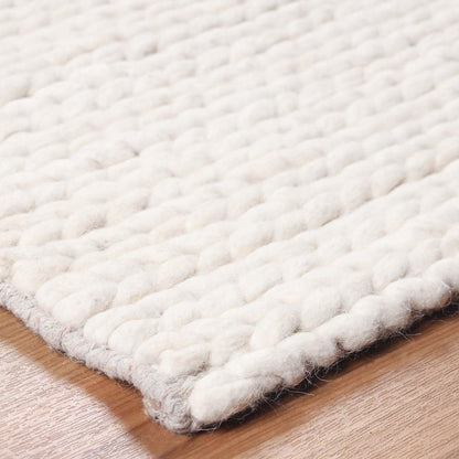 8' X 10' Off White Wool Handmade Stain Resistant Area Rug