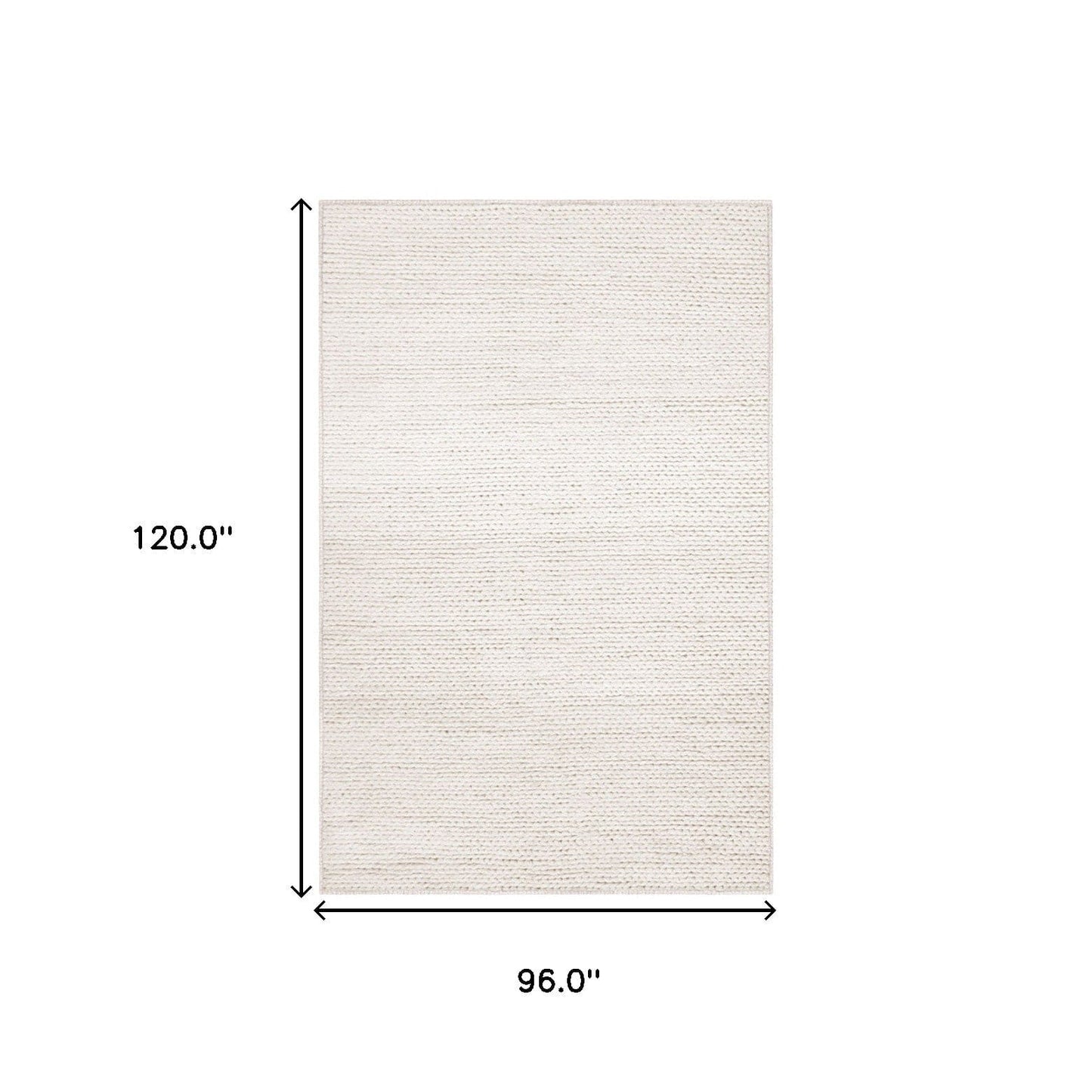 8' X 10' Off White Wool Handmade Stain Resistant Area Rug