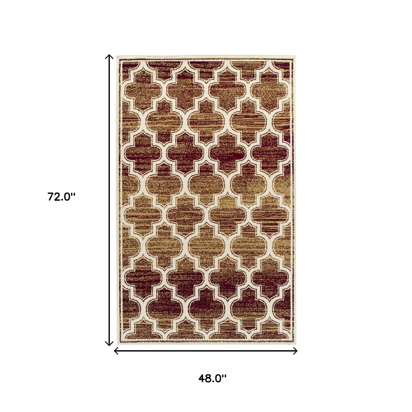 4' X 6' Brick And Gold Geometric Stain Resistant Area Rug